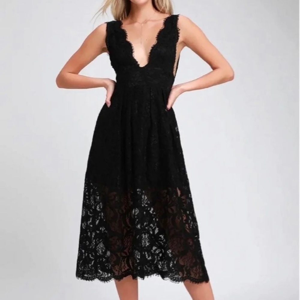NWT black lulus lace dress